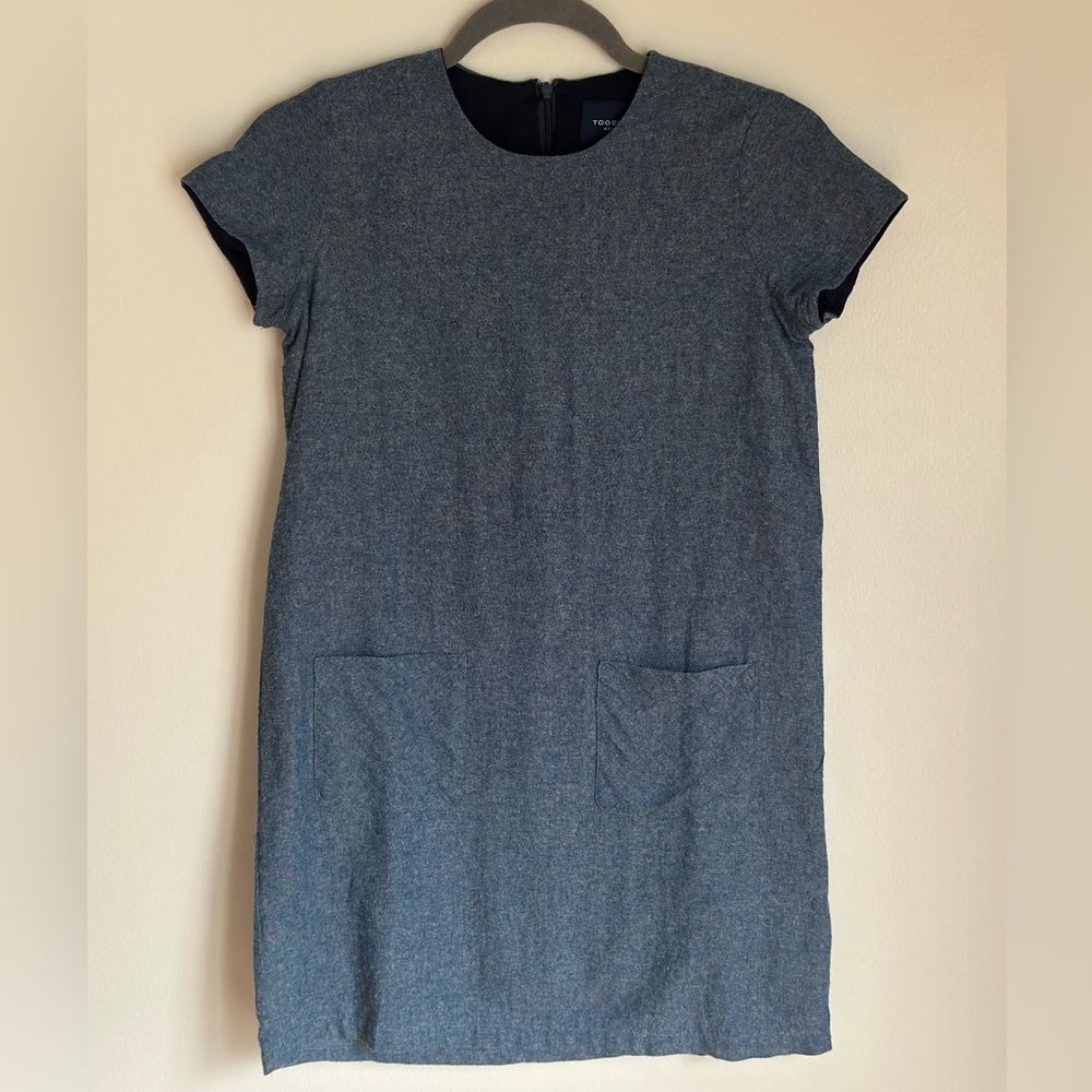 ToobyDoo Girls Cara Shirt dress Chambray Flannel Size 12 Denim Zipper Pockets